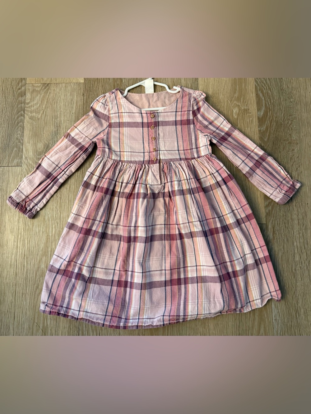 OshKosh Girl's Size 5T Light Pink Lined Long Sleeve 100% Cotton Dress